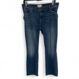 Hatch Women's Dark Blue Straight Crop Jeans